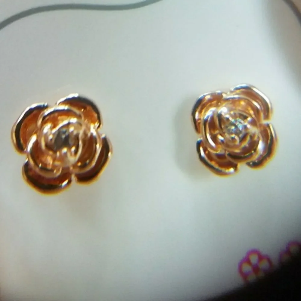 14k Rose Gold Plated Screwback Earrings!.